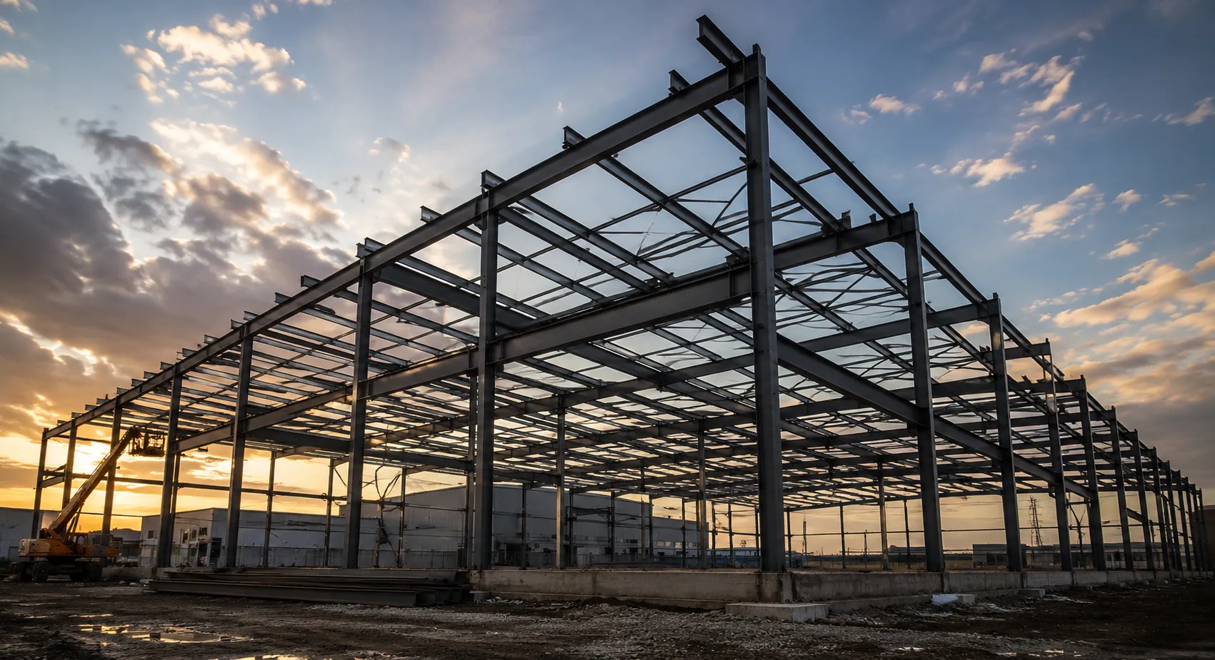 Heavy industrial warehouse steel structure fabricated by Navkar Weldmart in Madhya Pradesh